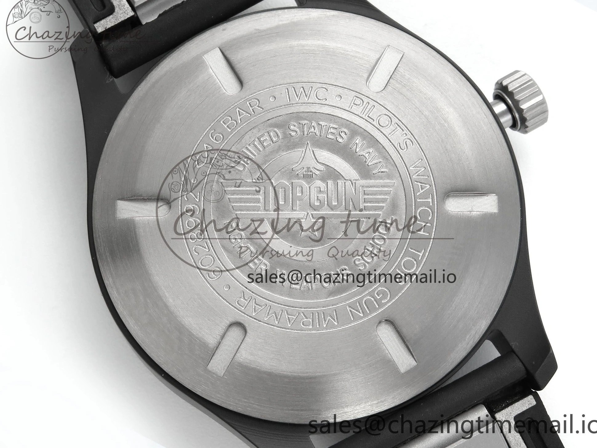 MIROTIME 0203 Pilot Top Gun IW326901 M+F 1:1 Best Edition Black Dial on Black Rubber Strap A SportInspired 6999